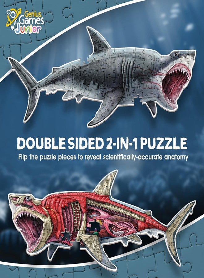 Genius Games Shark Animal Anatomy Floor Puzzle | 100-Piece Double Sided Jigsaw Puzzle | Large Floor Puzzles for Kids Ages 4-8, 3-5, 8-10 | Fun and Educational Toy for Kids, Toddlers and Families - Image 3